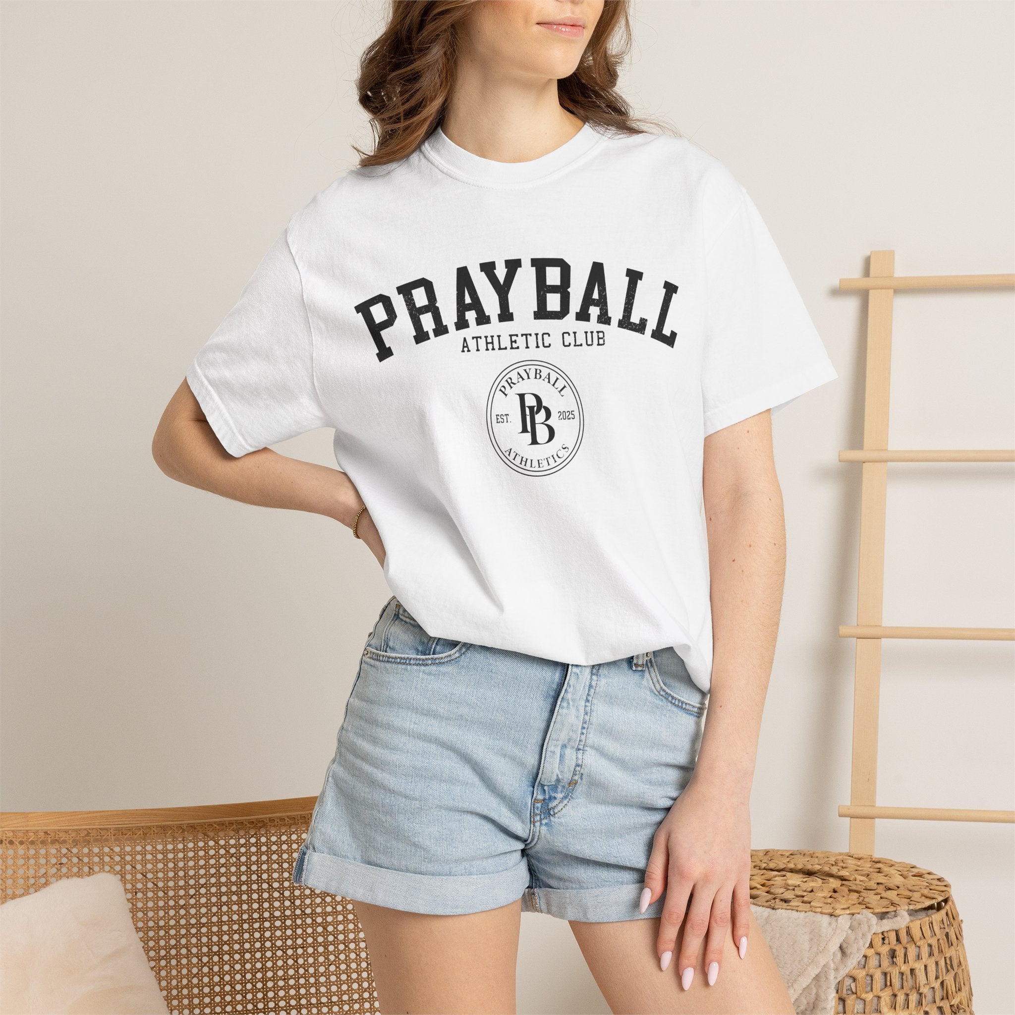 Prayball Athletic Club T-Shirt — Vintage Collegiate Baseball Tee